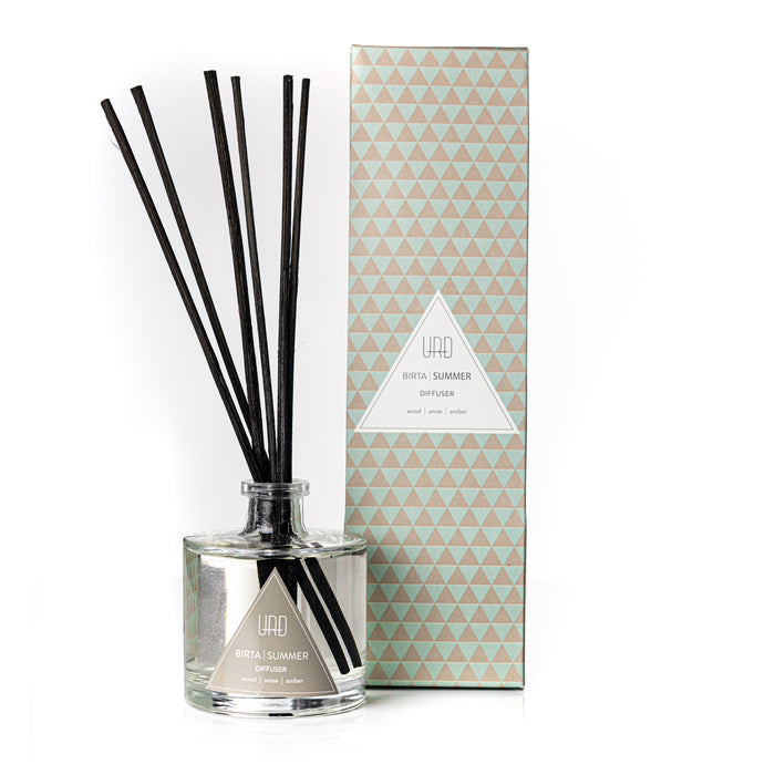 URÐ´s delicate summer diffuser will infuse your home with refreshing scent blend of wood, anise and amber, reminding you of Icelandic summer