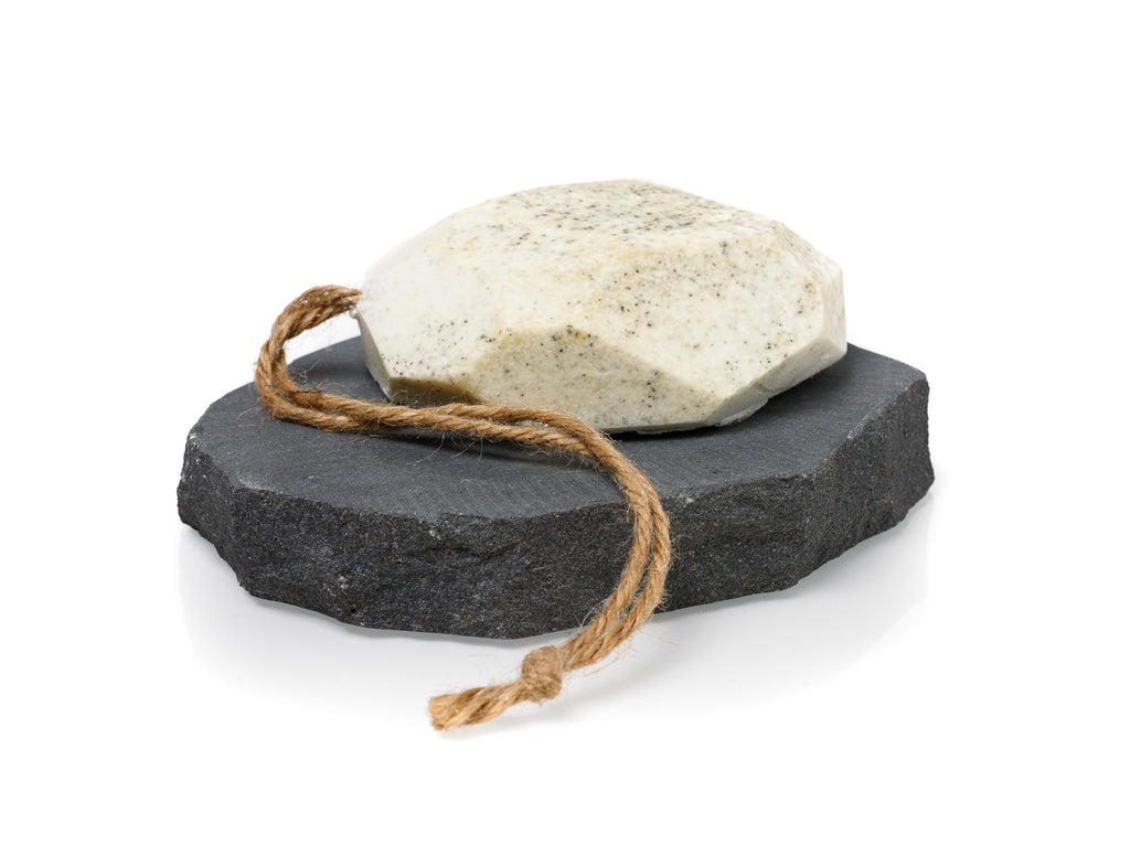 beautiful hand carved soap dish from Icelandic Basalt. Basalt rock is formed by solidification of magma and has columnar structure. Colour is dark grey or black. The soap dish only gets better with using it and it fits well under wet soap. 
